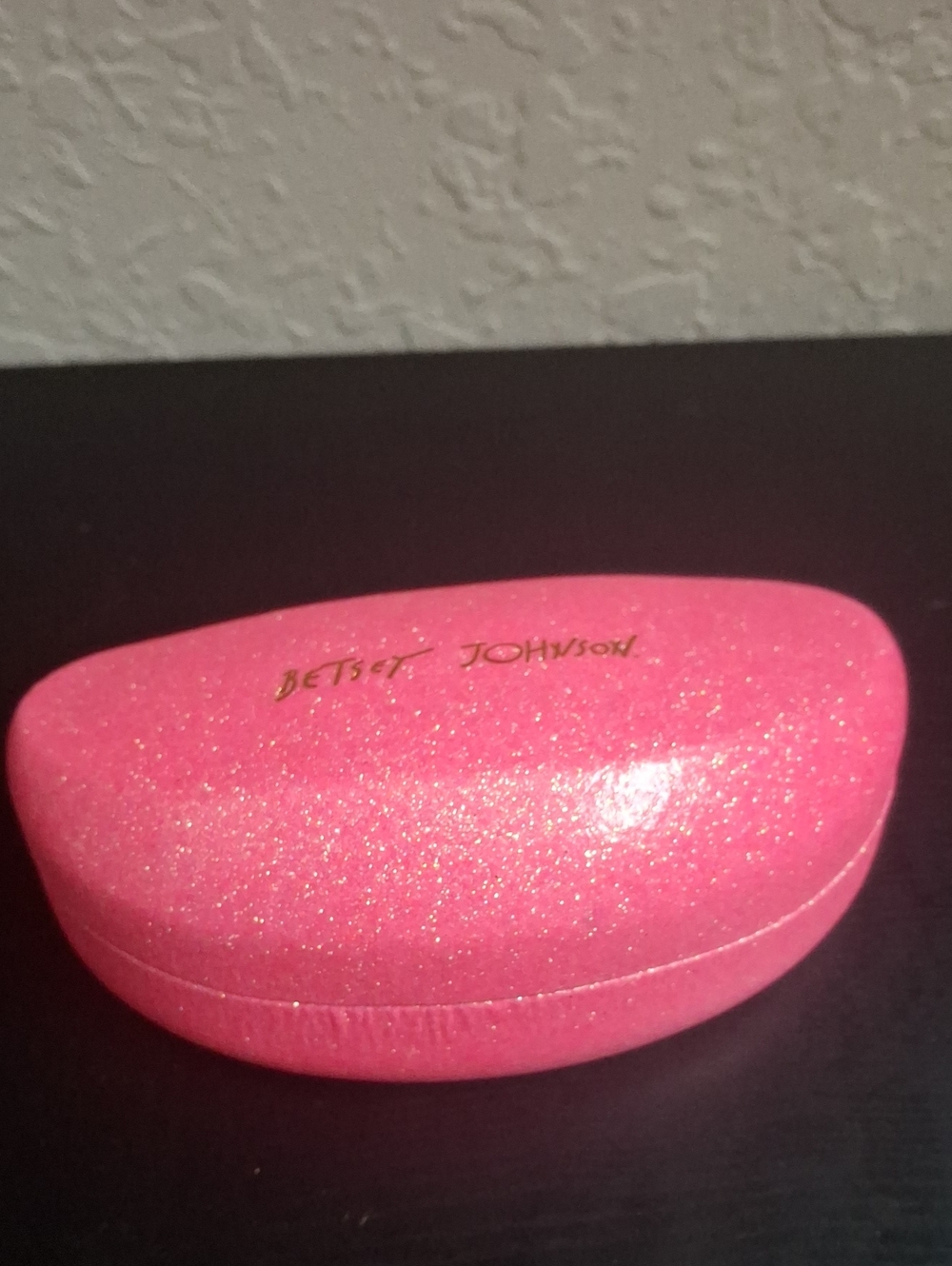 Betsey Johnson Hot Pink Glitter Glasses/Sunglasses Case